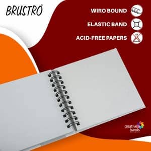 BRUSTRO Toned Paper - Grey Sketchbook | 120 GSM | 60 Sheets/120 Pages |Wiro Bound, Spiral, Drawing, Sketching, Acid-free Paper, Dry media, Mandala Art, Graphite, Charcoal, Colour pencils, Gel pens