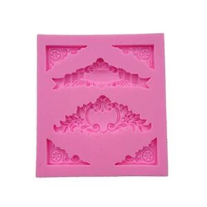European Border Corner Pattern Silicone Mould for DIY Resin, Clay, Fondant Cake and Craft