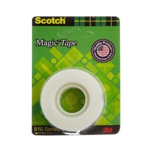 Scotch 3M Magic Tape Roll | 1.9cm x 32.9 meter | Invisible, writable and hand tearable | For school projects, home and office use