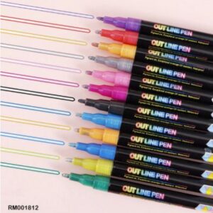 Double Line Outline Pen Set – 12 Metallic Colors!
