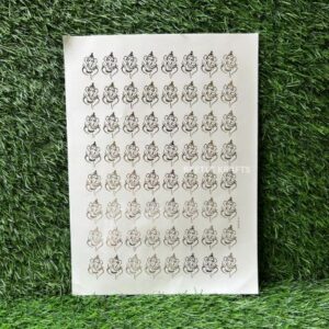 Ganesh Golden Embossed Stickers – A4 Size (56pcs/Sheet)