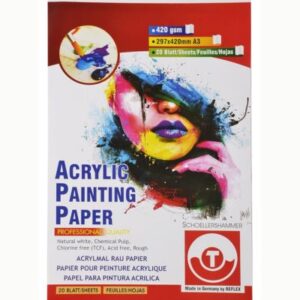 Schoellershammer Acrylic Painting Paper – 420 GSM | A3 Size | Pack of 20 Sheets | Heavyweight Textured Paper for Acrylic & Mixed Media