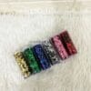 Hexagonal Sequins Bottles - Set of 6 (Golden, Silver, Green, Blue, Red & Pink) | Sparkling Embellishments for Crafts, Fashion & Decor