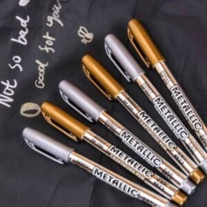Metallic Marker Pens - Gold & Silver Acrylic Paint Pens Set (Pack of 2) for Multi-Surface Art & DIY Crafts
