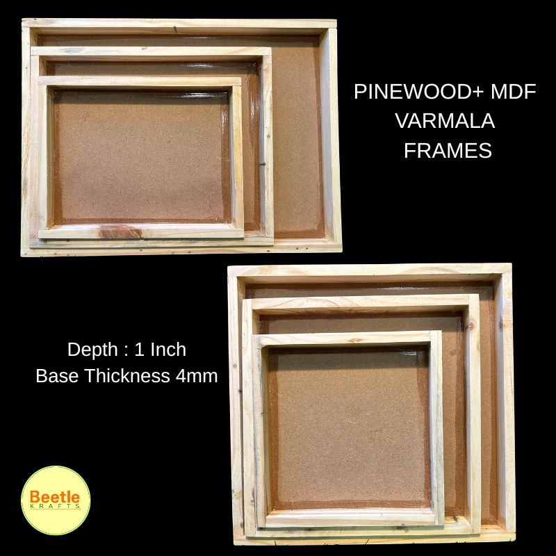 Premium Pinewood + MDF Varmala Preservation Frames – Square & Rectangular | 1 Inch Deep 3D Resin Casting & Floral Keepsake Bases 1 110 3
