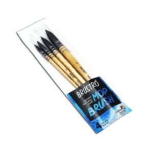 Brustro Artists' Natural Hair MOP Brush Set of 4 (Sizes 0, 2, 4, 8) - Perfect for Watercolors & Washes