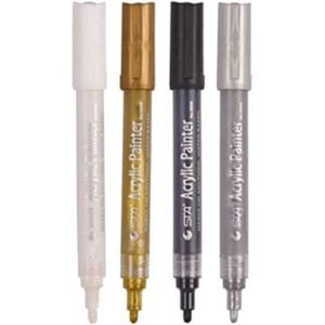 Gold & Silver Acrylic Paint Marker Pens - (Pack of 1/12/50)
