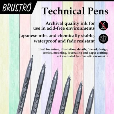 Brustro Technical Fineliner Pen - Black Ink | Precision Drawing & Illustration Pens (Set of 6 & Set of 9) 17 13 min
