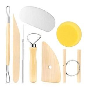 8-Piece Wooden Pottery & Clay Sculpting Tool Set | Essential Beginner Kit for Smoothing, Cleaning, Carving, Shaping & Trimming