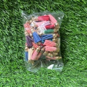 Leather Tassels with Golden Cap - 1.5 inch | Mix Pack of 60pcs | For Keychains & DIY Crafts