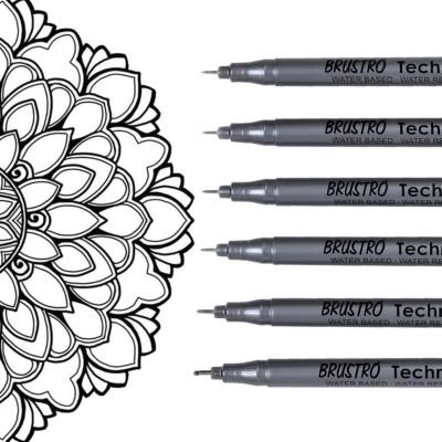 Brustro Technical Fineliner Pen - Black Ink | Precision Drawing & Illustration Pens (Set of 6 & Set of 9) 16 14 min