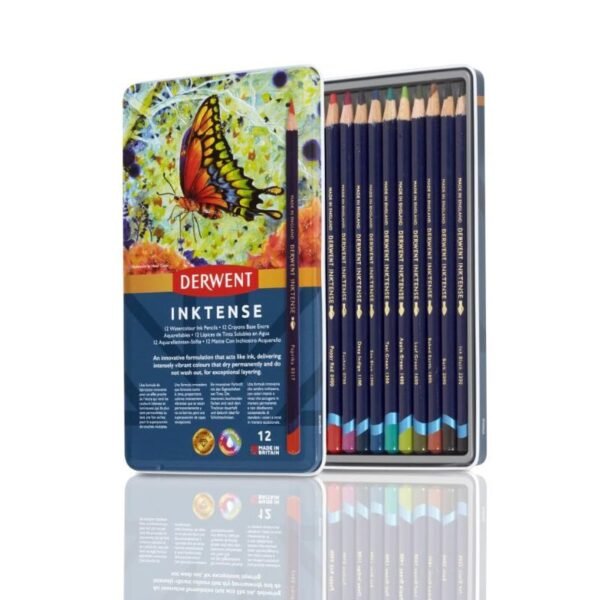 Derwent Inktense Pencils - 12 & 24 Shades Tin Box | Vibrant Ink-Like Permanence 20 153 5