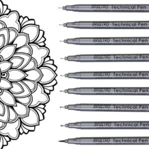 Brustro Technical Fineliner Pen - Black Ink | Precision Drawing & Illustration Pens (Set of 6 & Set of 9)