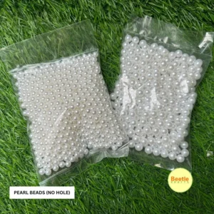White Pearl Beads (No Hole) - 100gm Pack | Choose 6mm or 8mm | For Resin Art, Slime, Nail Art & Decor