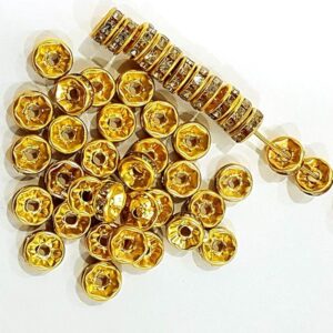 Golden Rhinestone Spacer Beads - 5mm | Sparkle for Jewellery, Rakhi Making & Crafts (100pcs/200pcs Pack)
