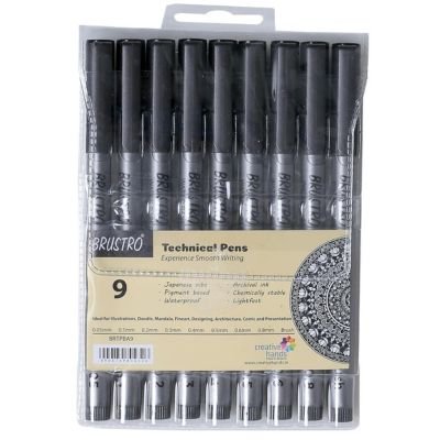 Brustro Technical Fineliner Pen - Black Ink | Precision Drawing & Illustration Pens (Set of 6 & Set of 9) 14 17 min