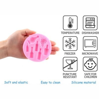 Wine Bottle & Grapes Mould - 7 Cavity Silicone Mould | Cavities 3.4 to 3.7cm | For Chocolate, Fondant, Soap & Resin 15 177 2