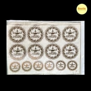 Happy Diwali Wreath Metallic Resin Sticker Sheet (A5 Size) – Gold Diya Motifs for Resin Art & Festive Crafts