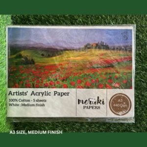 Meraki Acrylic Paper – 440 GSM | 100% Cotton | Medium Finish | A3 / A4 / A5 Sizes