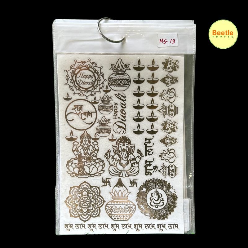Laxmi Ganesh Shubh Labh Sticker | Premium Gold A5 Sheet