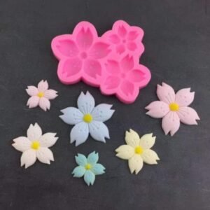 3 Cavity Sakura Flower Fondant Molds Plum Cherry Blossom Fondant Mould Cake Decorating Silicone Mold for Cupcake Topper Candy Chocolate Gum Paste Polymer Clay Set of 1