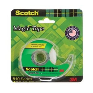 3M Scotch Magic Tape Roll with Refillable Dispenser | 1.9cm x 32.9m | Invisible, Writable & Hand-Tearable | Essential for School, Home & Office