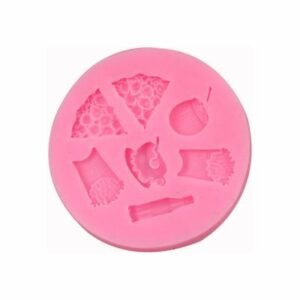 Fondant Molds 4 Pieces Burger Fries Drink Pizza Cola Cake Silicone Mold DIY Baking Baking Decoration