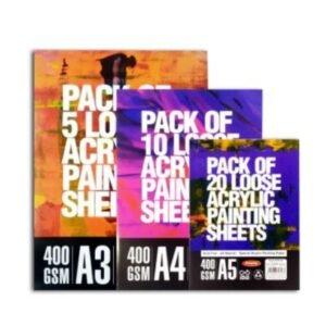Anupam Acrylic Paper Loose Sheets – 400 GSM | A5 (20 Sheets) / A4 (10 Sheets) / A3 (5 Sheets) | Heavyweight, Textured Surface for Acrylic & Mixed Media