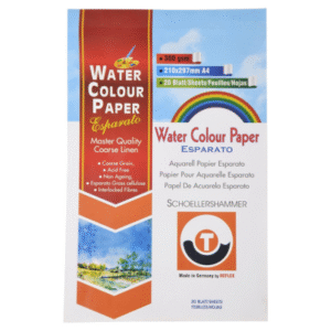 SCHÖLLERSHAMMER Esparto Watercolor Paper A4 300gsm | A4 Size (210 x 297 mm) | 20 Sheets | Cold Pressed, Acid-Free
