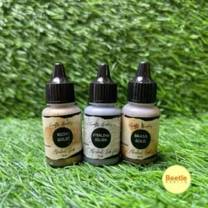 Mini Pack Metallic Alcohol Ink (Set of 3) - 10ml Bottles | Brass Gold, Sterling Silver & Rich Gold for Resin Art, Fluid Art & Crafts
