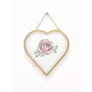 Vintage Brass Glass Frame – Heart Shape (7 Inch)