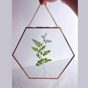 Vintage Brass Glass Frame – Hexagon (5x3.5 Inch)