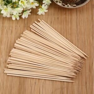Natural Wooden Bamboo Skewers - 6 Inch (15.2cm) Long, 3mm Thick | Pack of 90 Pcs | Appetizers, Crafting & Cupcake Toppers