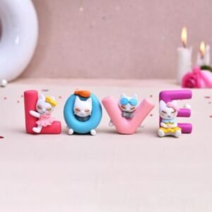 Love Miniatures (Pack of 4, Multicolor) - 4.5 cm Resin Figurines | Adorable Romantic Decor for Fairy Gardens, Cakes & DIY Gifts