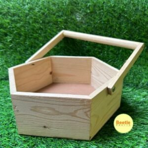 Pinewood Hexagon Tray With Handle – 8" Diameter | 3" Depth | Elegant & Durable Serving Tray