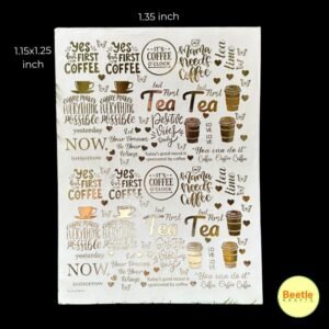 Golden Embossed Sticker Sheet - Tea & Coffee 22 (A4 Size)