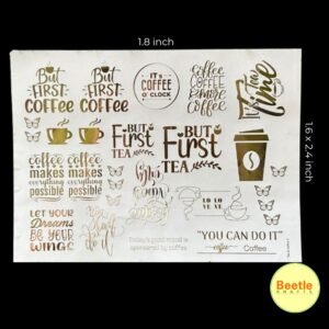 Golden Embossed Sticker Sheet : Tea/Coffee 24 (Size A4)