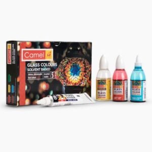 Camel Glass Colors - Solvent-Based | Pack of 5 Rich Shades (20 ml Each) | For Glass Painting & Stained Glass Art