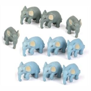 Miniature Elephant Figurine Model (Blue/Grey) - Pack of 1