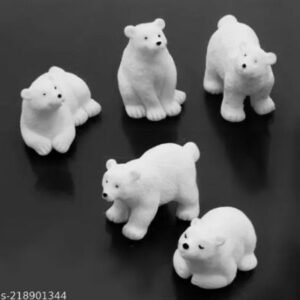Miniature Polar Bear Figurine (1 Pc) - 2x6x1 cm | Realistic Tiny Animal for Winter Dioramas, Terrariums & Decor