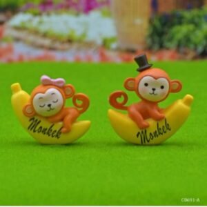 Miniature Model Monkey with Banana (1 Pc) - 1.5x6x0.5 cm | Adorable Animal Figurine for Fairy Gardens, Terrariums & Dioramas