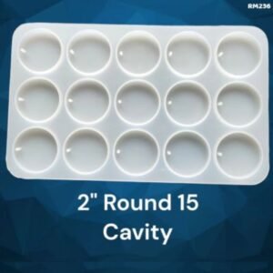 Silicone 15 Cavity Keychain Plain Round Mould – 2 Inch