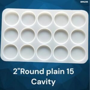 Silicone 15 Cavity Plain Round Mould (Without Hole) – 2 Inch