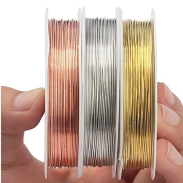 Premium Beading Wire - 0.7mm & 0.8mm (Choose Golden, Silver, or Copper) | Flexible Craft Wire for Jewellery Making & DIY 15 371 6