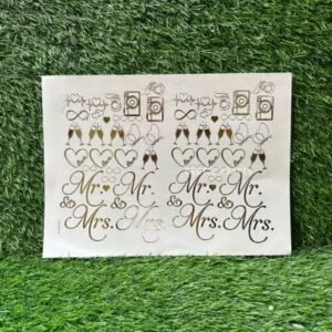 Golden Embossed Sticker Sheet - Mr. & Mrs. (A4 Size)