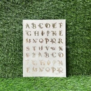 Golden Embossed Sticker Sheet - Designer Alphabets (A4 Size)