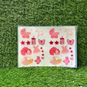 Pink Insert Sheet - New Born Girl Child Frame Elements (A4 Size)