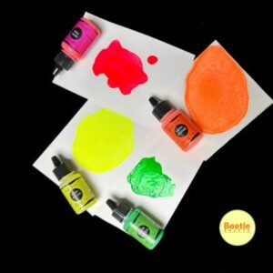 Neon Alcohol Inks 10ml (Glows Under UV Light) - Vibrant Fluorescent Colours for Resin Art, Crafts & DIY (Green, Orange, Pink, Yellow)
