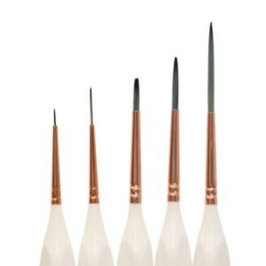 Mont Marte Detail & Liner Taklon Brush Set - 5 Pcs (White) | Precision Brushes for Fine Lines & Intricate Art