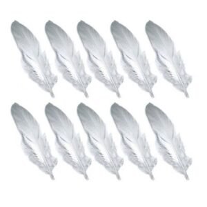 Artificial Feathers – 7–8 Inch | Pack of 10 | Golden & Silver for Crafts & Decor